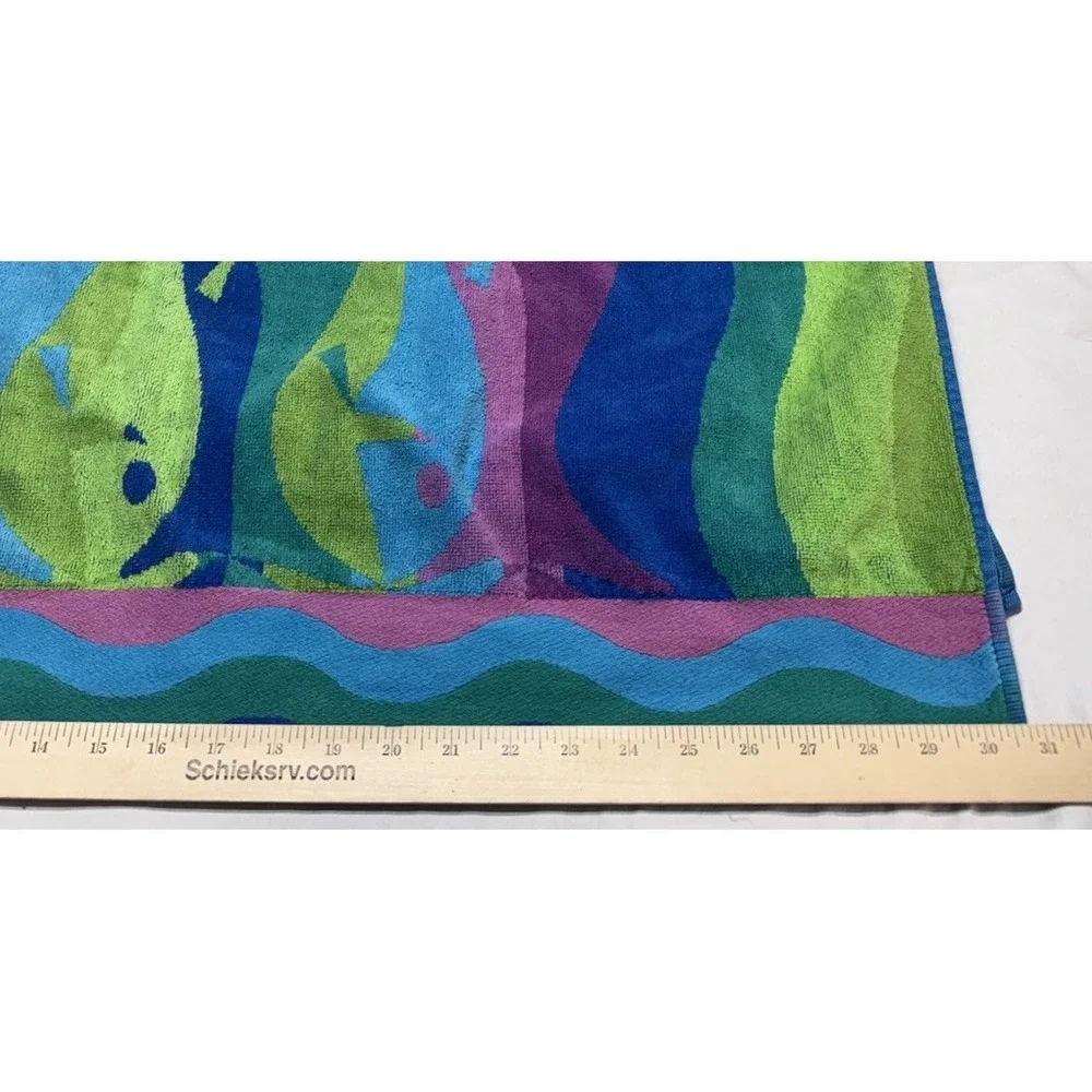 Vintage Royal Terry Retro Large Beach Towel Fish Multicolor 31x64 inches